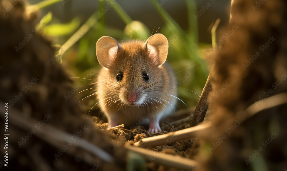 photo of mouse in its natural habitat. Generative AI photo of mouse in its natural habitat. Generative AI