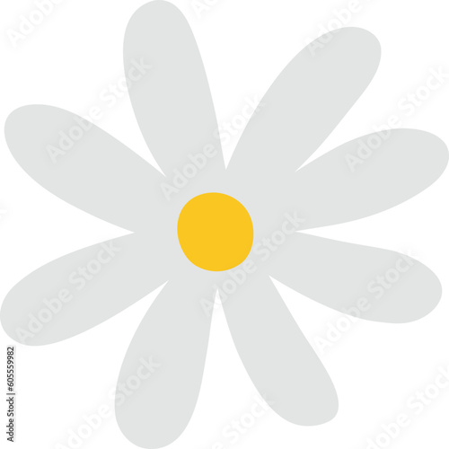 Simple illustration summer daisy flower head. Vector decorative floral element 