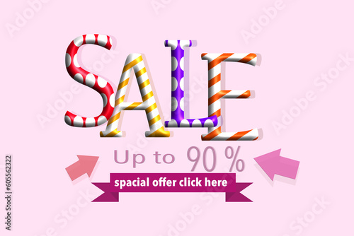Supper Sale banner and special offer on pink background.Design for website online or poster promotion.