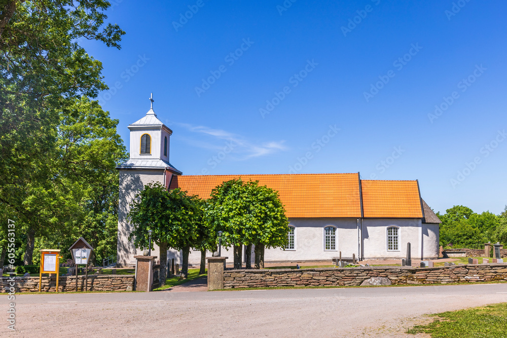 Church by a road in the Swedish countryside