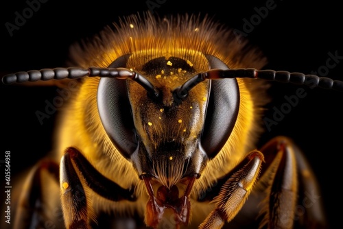Exquisite Close-Up of a Honey Bee in Extreme Macro. Generative AI