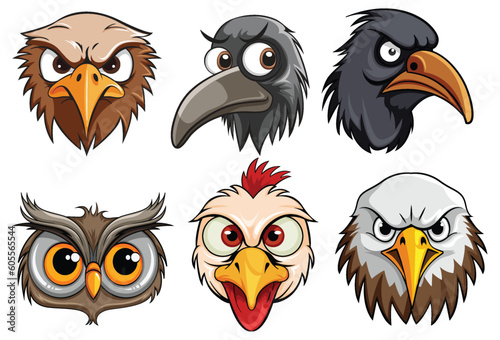Winged Creatures Cartoon Character Set