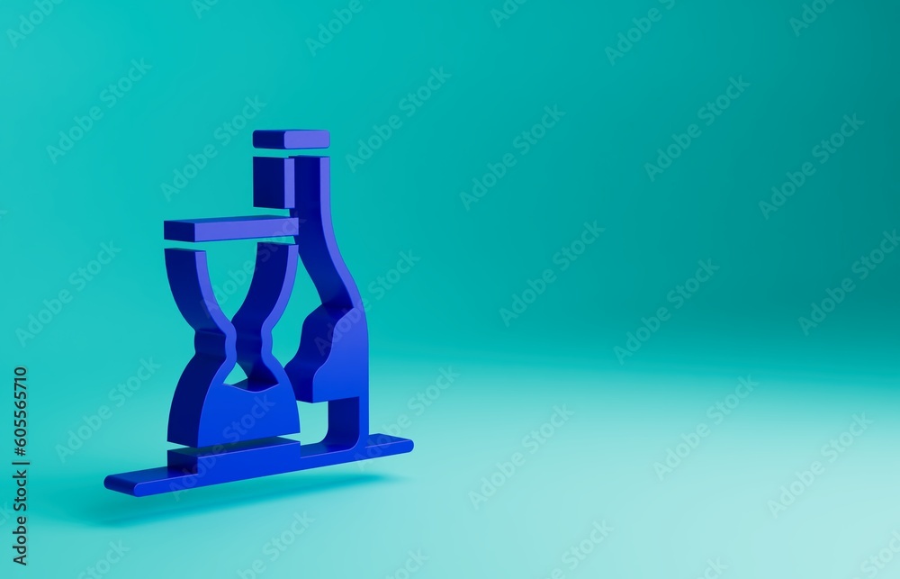 Blue Bottle of wine icon isolated on blue background. Wine aging. Minimalism concept. 3D render illustration Blue Bottle of wine icon isolated on blue background. Wine aging. Minimalism concept. 3D render illustration