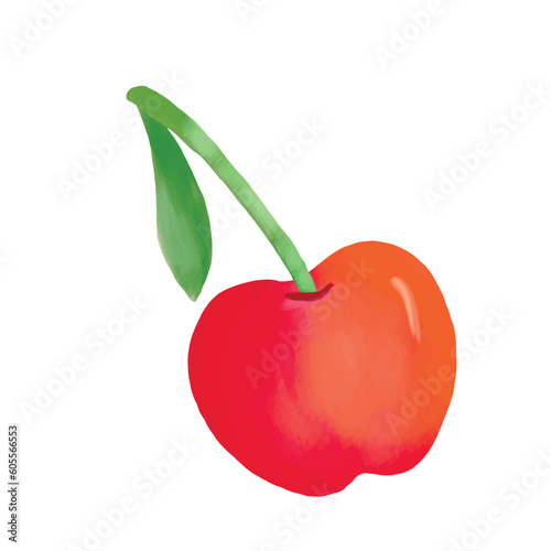 red Cherry watercolor  isolated on white