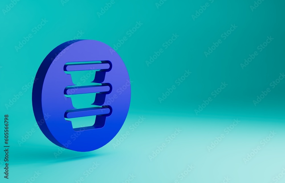 Blue Bowl icon isolated on blue background. Minimalism concept. 3D render illustration