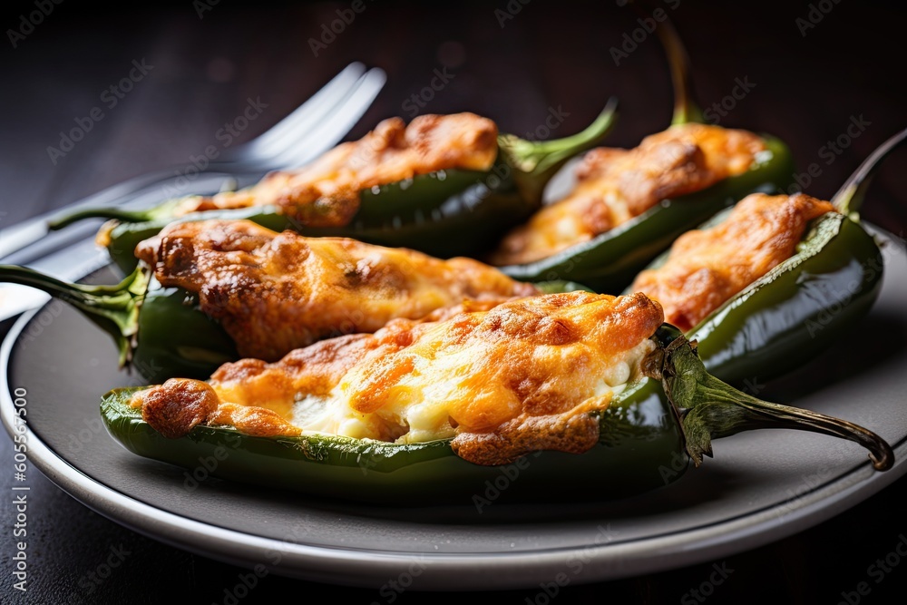 plate of spicy jalapeno poppers with cheese, created with generative ai