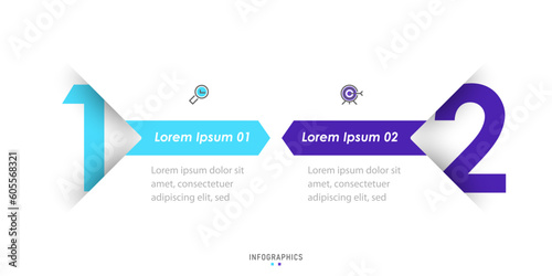 Vector Infographic label design template with icons and 2 options or steps. Can be used for process diagram, presentations, workflow layout, banner, flow chart, info graph.