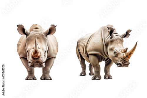  pair rhino isolated on white background, Ai generated © promotosh