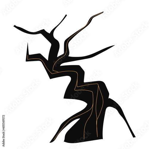 aked tree silhouette design. leafless plant illustration. nature vector background.