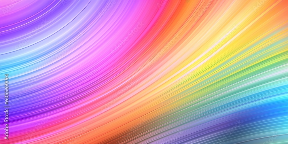Fototapeta premium Abstract psychedelic background of light with glowing rainbow rays and lines. Modern technology wave pattern. Generative AI.