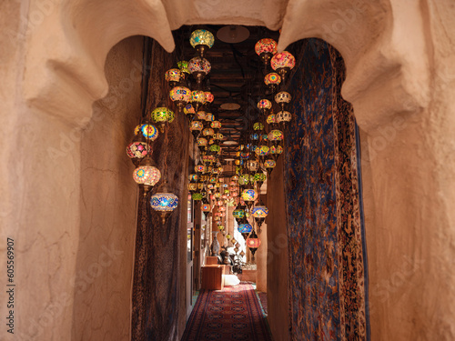 Photography Al seef-old historical district with traditional Arabic architecture