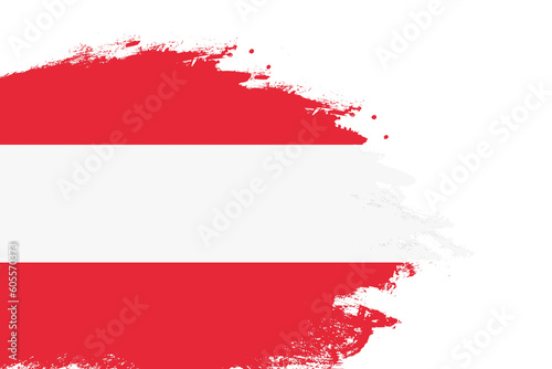 Austria flag on a stained stroke brush painted isolated white background with copy space