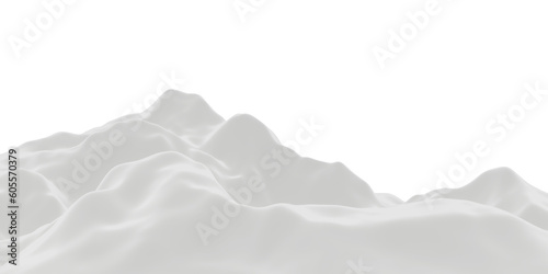 Fototapeta Naklejka Na Ścianę i Meble -  3D render snow mountain. White  terrain. Cold environment.