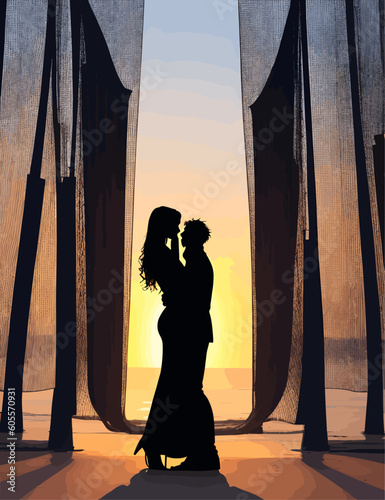 Romantic Couple Silhouette in Golden Hour