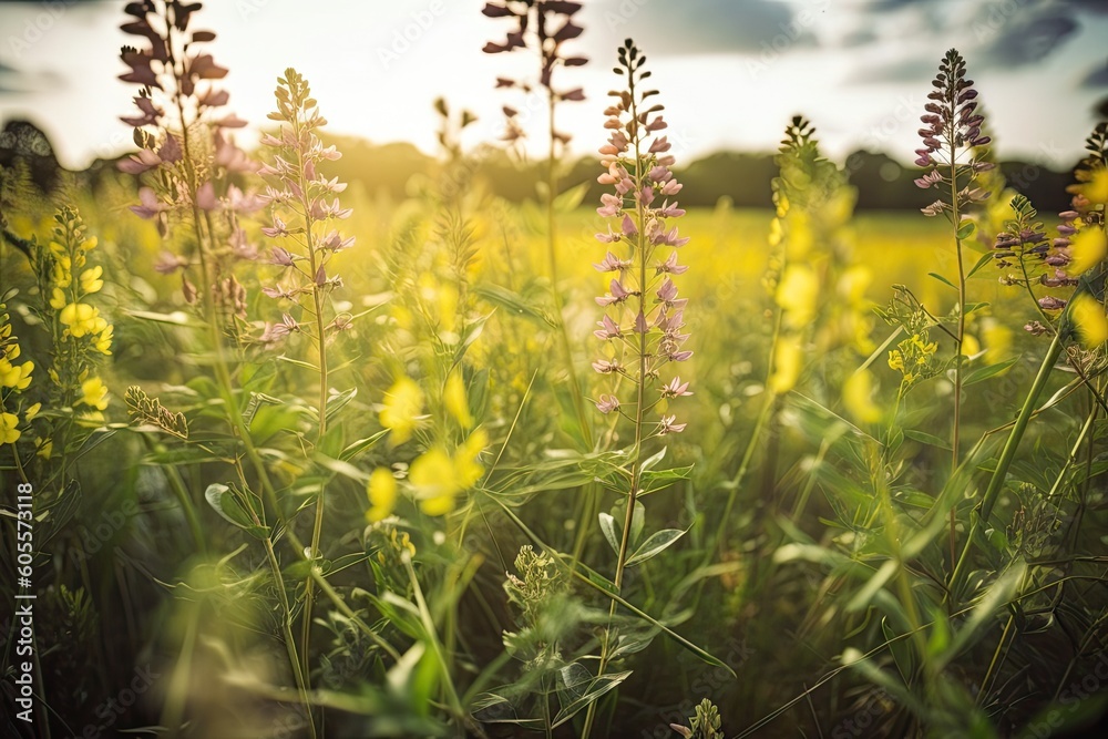 genetically modified plant growing in field of wildflowers, created with generative ai genetically modified plant growing in field of wildflowers, created with generative ai