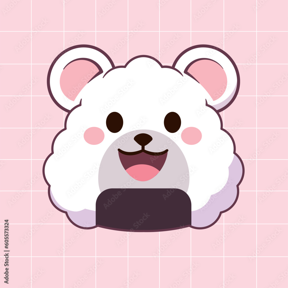 Fototapeta premium Cute polar bear rice ball with kawaii expression
