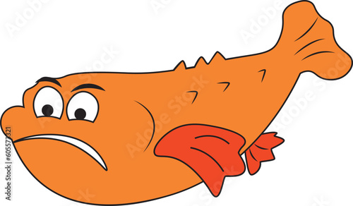 Cartoon drawing of a pufferfish with a angry face
