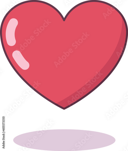 Cute floating love heart game icon isolated on white