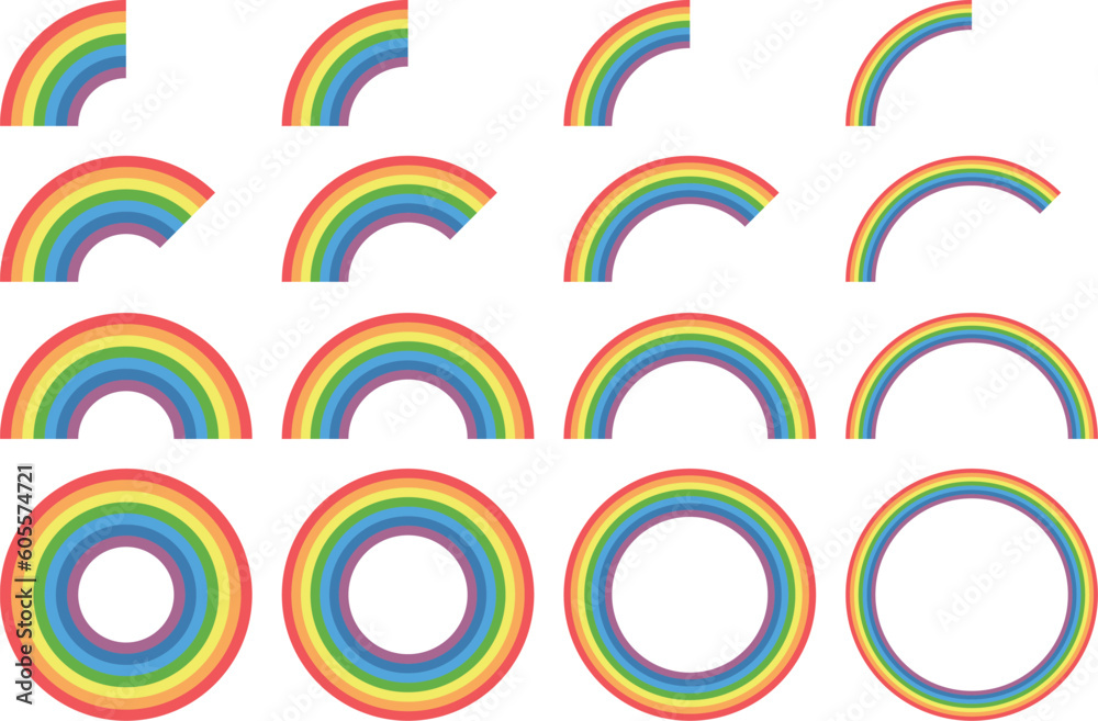 Obraz premium 7色の虹のベクターイラストセット