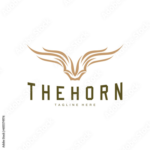 Horns Logo, Long Horned Texas Bull Bull Vector, West Country Old Vintage Design, Silhouette Illustration Icon