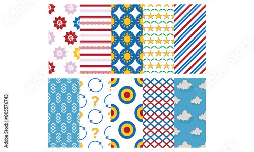 Set of geometric patterns for wallpaper wrapping, pattern filling, web background, texture. Vector Illustration.