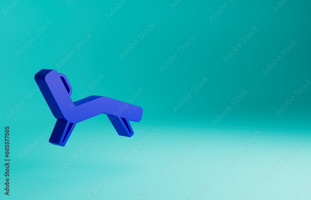 Blue Armchair icon isolated on blue background. Minimalism concept. 3D render illustration Blue Armchair icon isolated on blue background. Minimalism concept. 3D render illustration