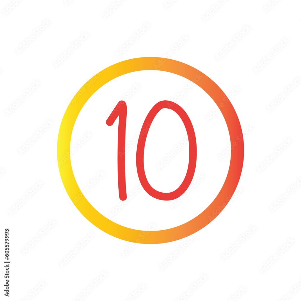 Vector illustration of number 10 circle. Isolated white background Vector illustration of number 10 circle. Isolated white background