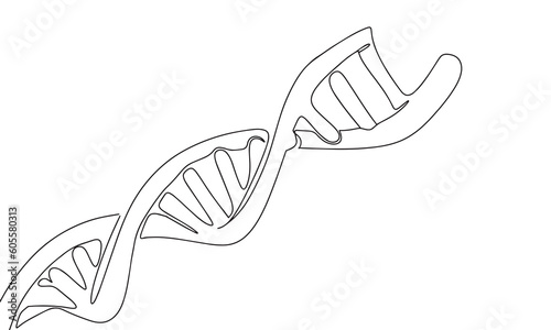 Science Biotechnology DNA. Continuous line one drawing. Vector illustration. Simple line illustration.