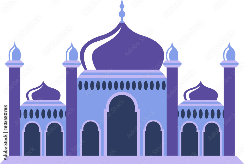 Islamic Mosque Flat Hand Drawn Illustration