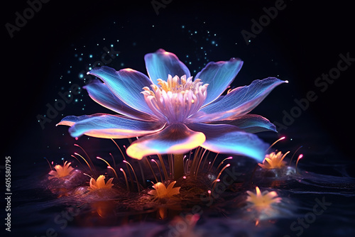 magical water lily flower  beautiful fantasy art  Generative AI