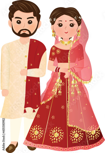 wedding couple in traditional outfits cute indian wedding couple bride and groom in ethnic wear for wedding