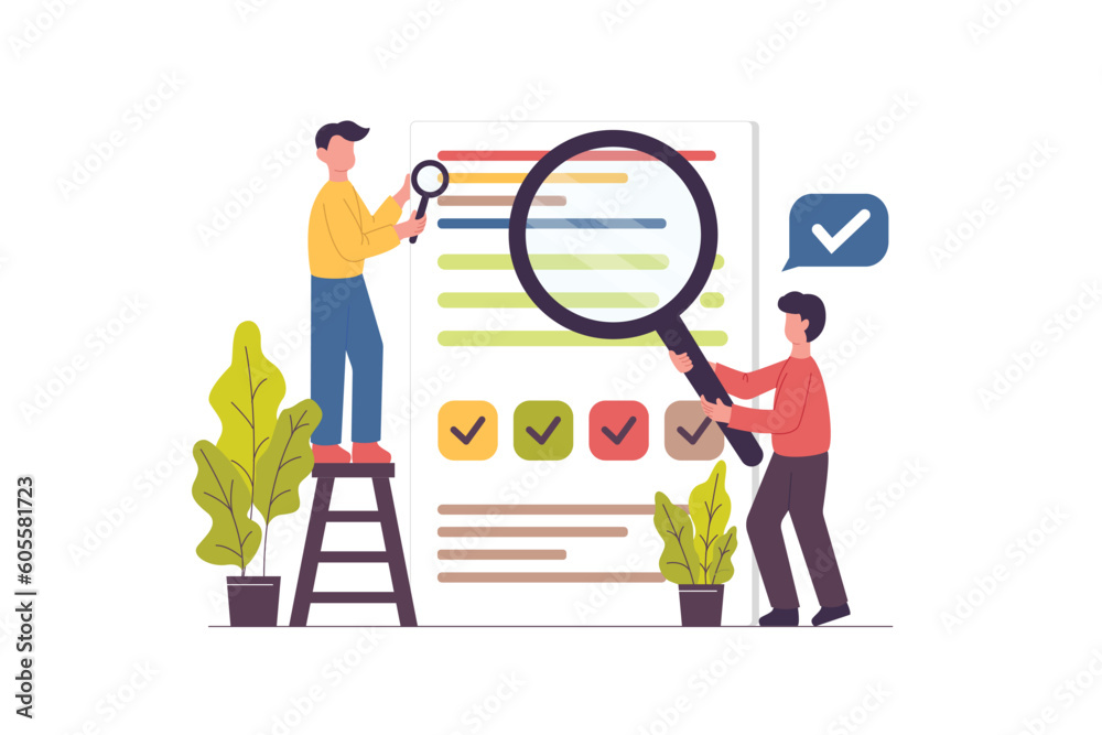 Teamwork Doing Business Idea Research. Business Strategy Concept Vector Illustration