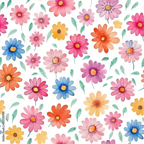 Fashionable pattern watercolor simple flower Floral seamless background for textiles  fabrics  covers  wallpapers  print  gift wrapping and scrapbooking  