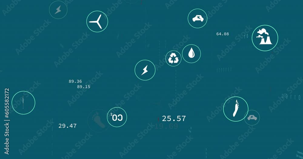 Animation of multiple digital icons, symbols and data processing against blue background Animation of multiple digital icons, symbols and data processing against blue background