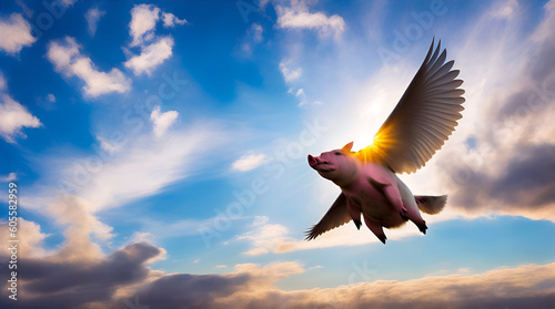 a pig with wings flying