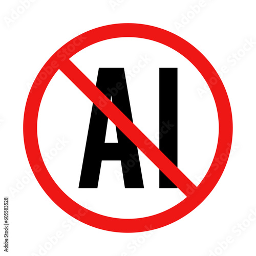 No AI Sign on White Background