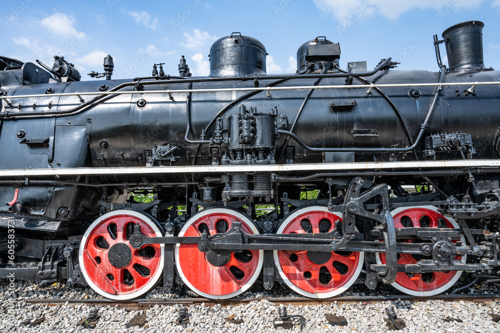 Obraz premium Part of a retro steam locomotive