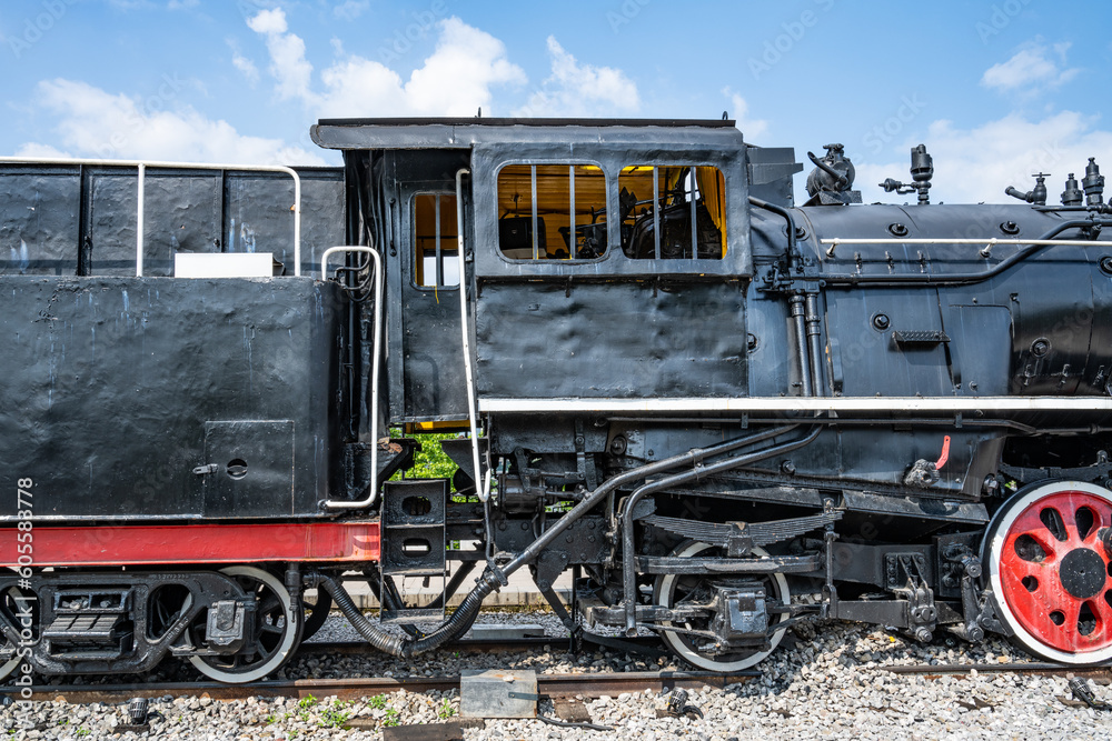 Obraz premium Part of a retro steam locomotive