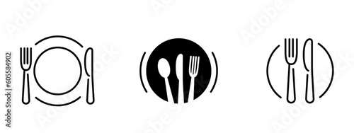 Plate, knife and fork icon illustration