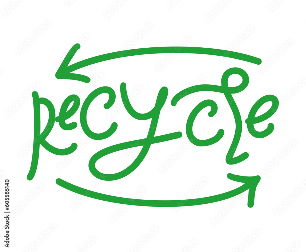 Hand Lettering Recycle Hand sketched lettering Recycle Me with arrow circle. Modern brush ...