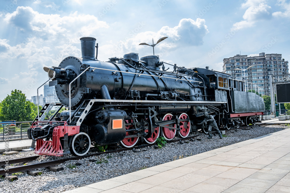Obraz premium Steam locomotive at Locomotive Square in Zhuzhou, China