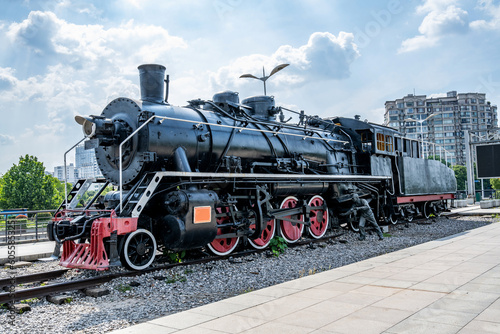 Steam locomotive at Locomotive Square in Zhuzhou, China