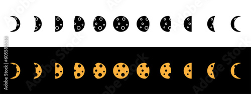 Moon phases icon set Illustration