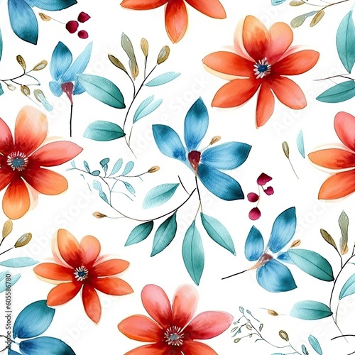 Fashionable pattern watercolor simple flower Floral seamless background for textiles, fabrics, covers, wallpapers, print, gift wrapping and scrapbooking