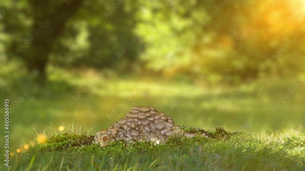 Cultivation of oyster mushrooms growing in a magical forest from the soil, 4k slow motion. Sprouting Oyster Mushroom. Fungus shirataki accelerated time-lapse Cultivation of oyster mushrooms growing in a magical forest from the soil, 4k slow motion. Sprouting Oyster Mushroom. Fungus shirataki accelerated time-lapse