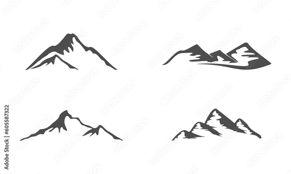 Simple mountains set vector template illustration