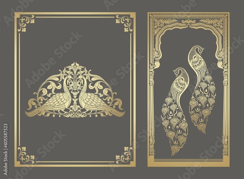 Wallpaper Mural peacock motif designs, textile , Rajasthan, royal India	 Torontodigital.ca