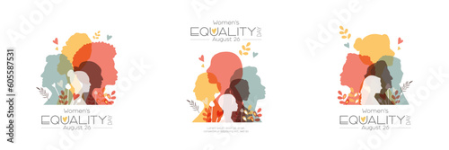 Women's Equality Day card set. Modern color design.