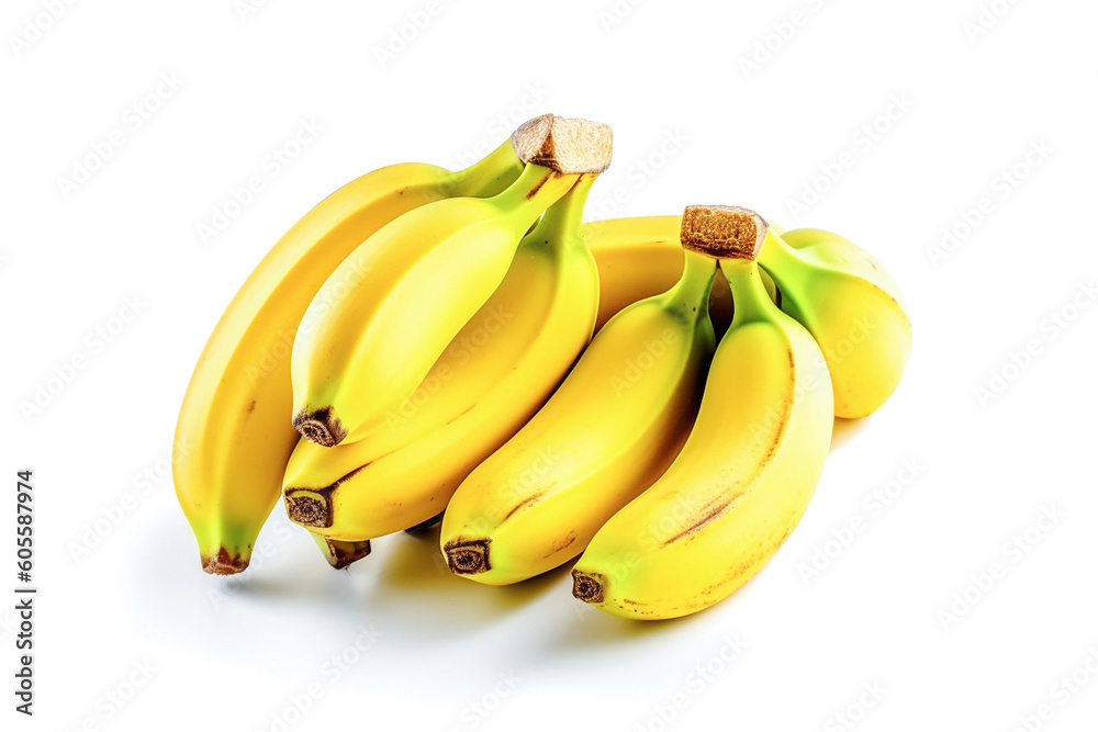 Ai generative.  Bunch of bananas on white