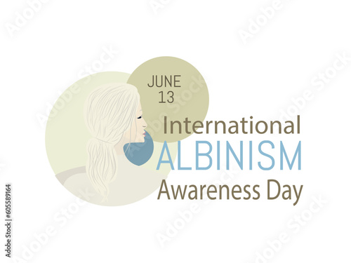 International Albinism Awareness Day.June 13 Woman on her back with white hair and fair skin.